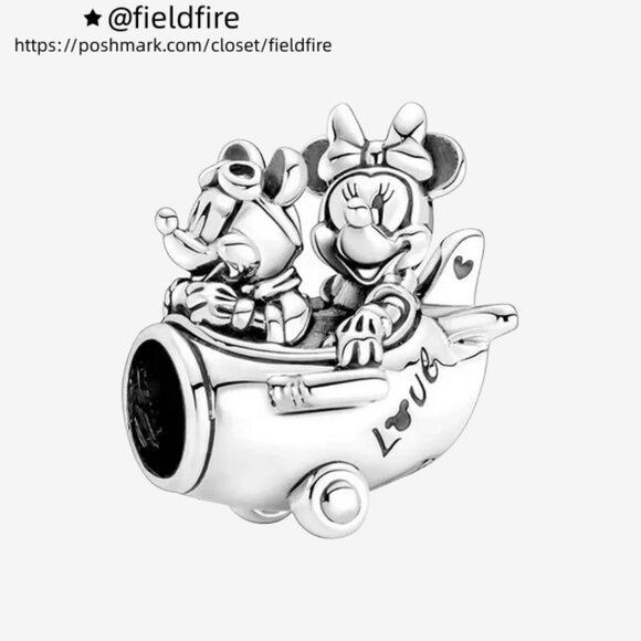 Pandora Disney Mickey Mouse & Minnie Mouse Airplane Charm - Picture 1 of 4